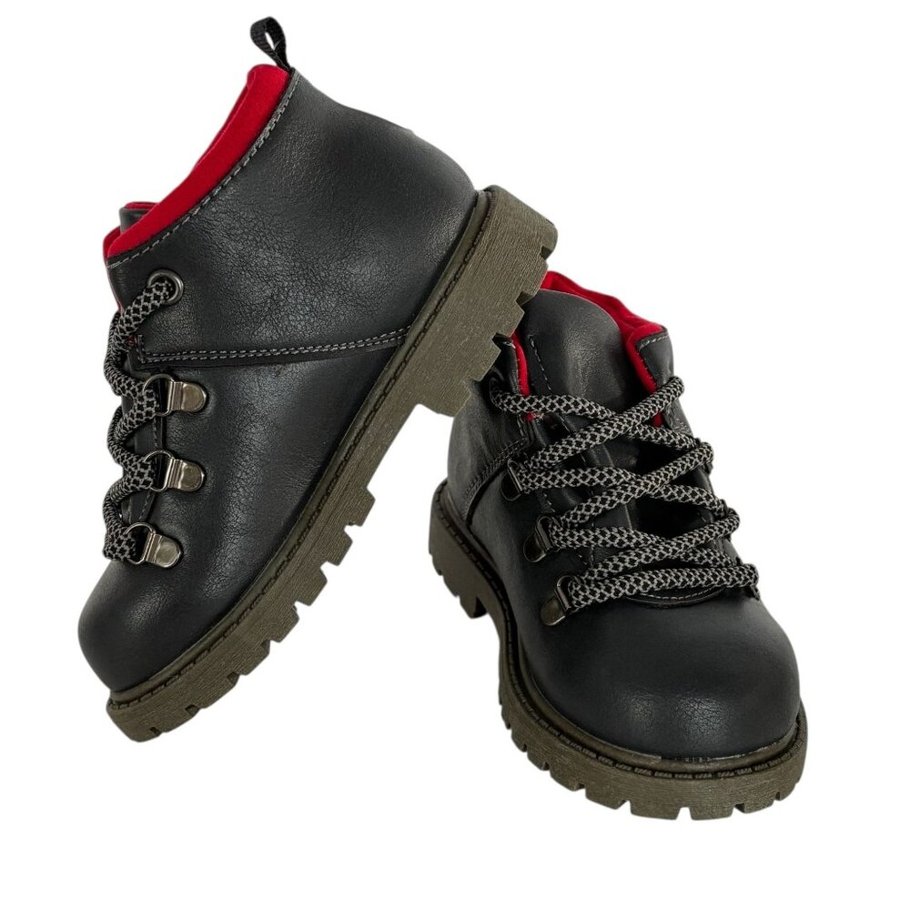 Carters Toddler Boys Ankle Boots Ralph Grey Fall Winter Lace Up Size 7 Shoes New - Picture 2 of 11